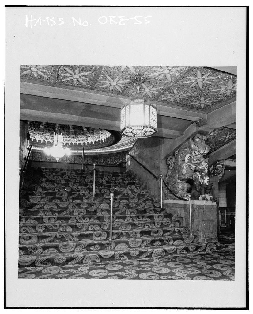Khmer Revival lobby of Portland's Oriental Theater.
