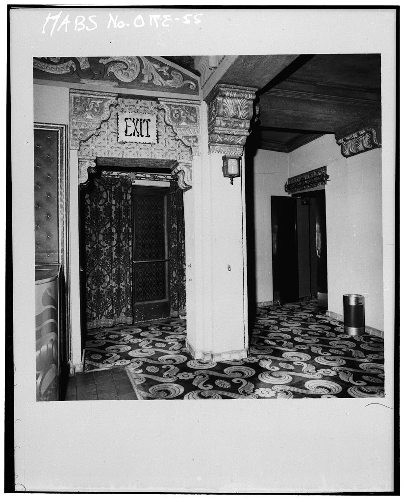 Ornamental plasterwork inside Khmer Revival lobby of Portland's Oriental Theater.