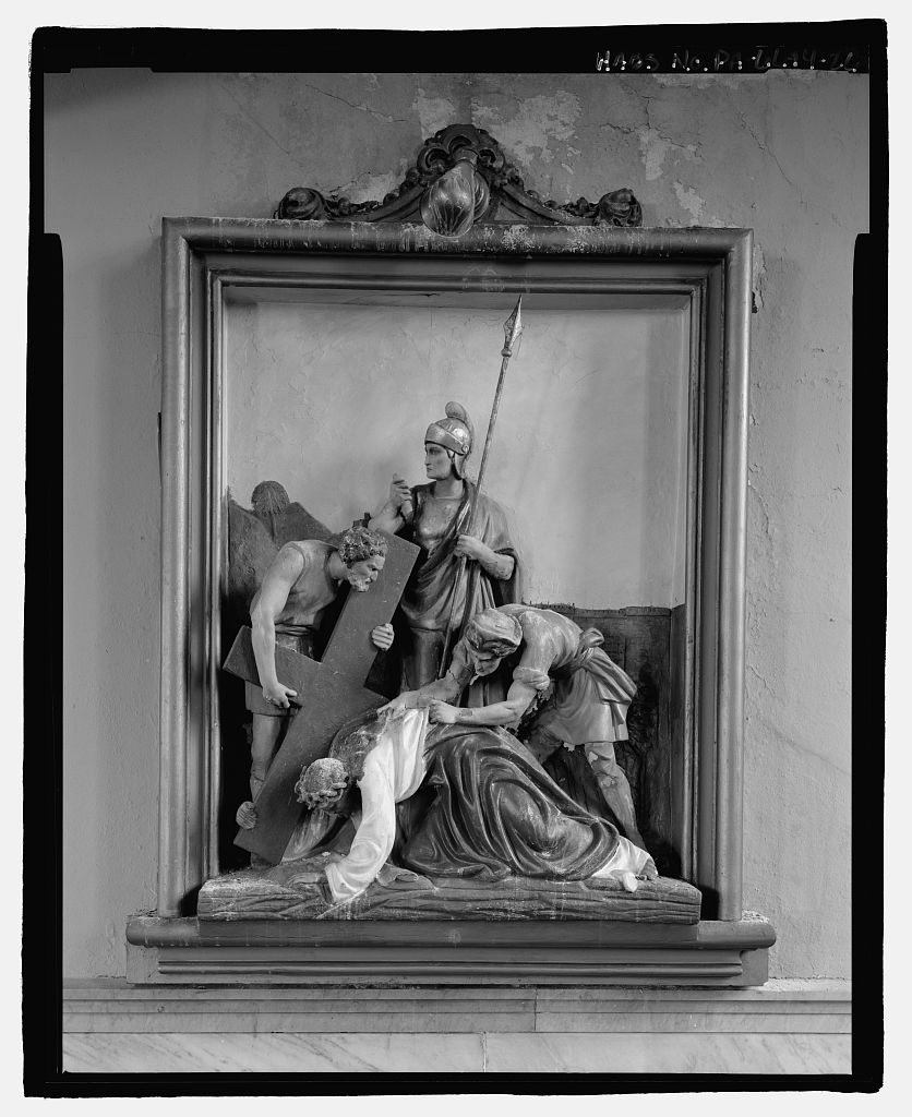 Beautiful antique plaster cast station of the cross
