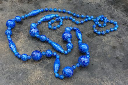 Vintage Lapis Glass Bead Necklace
