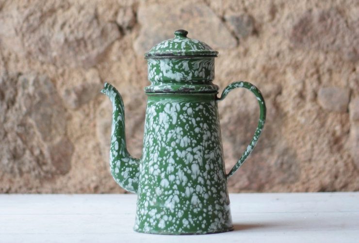 Antique French Enamel Coffee Pot