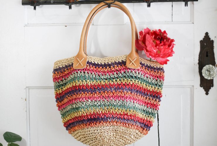 Vintage Colored Straw Beach Bag