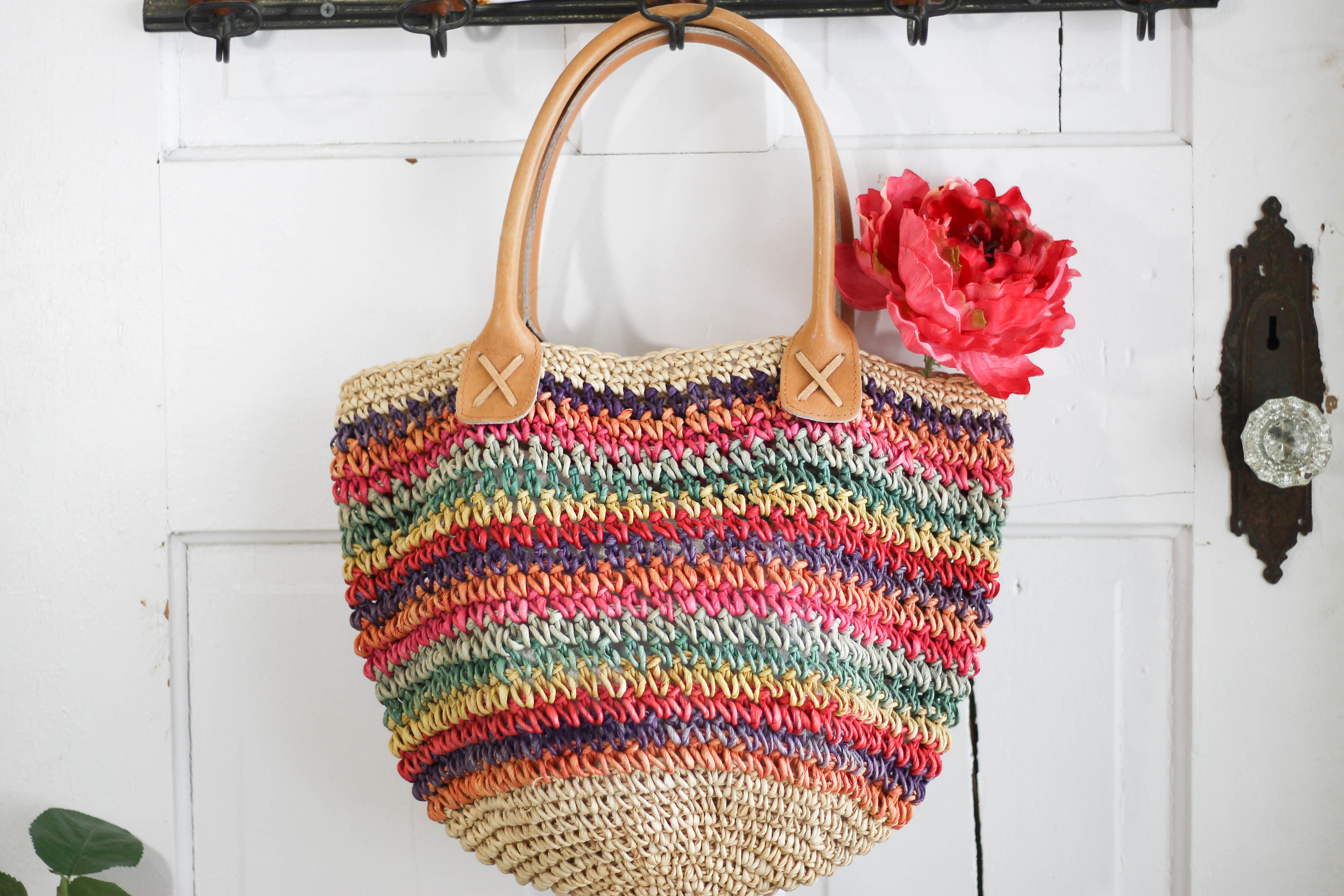 3x Vintage Colored Straw Beach Bags – Classics.Life